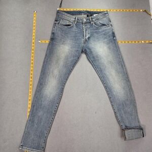 H&M &Denim Skinny Selvedge Jeans Mens 31x29 Light Wash Blue Stretch Denim